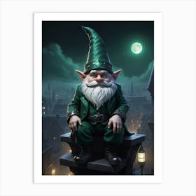 Gnome Sitting On A Ledge Art Print