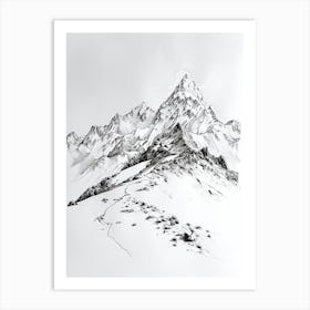 Kala Patthar Nepal Line Drawing 4 Art Print