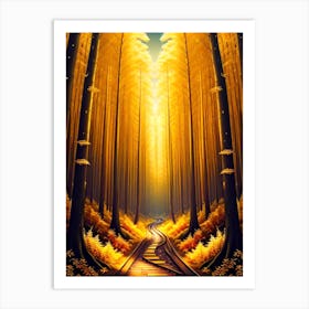 Golden Path In The Forest Art Print