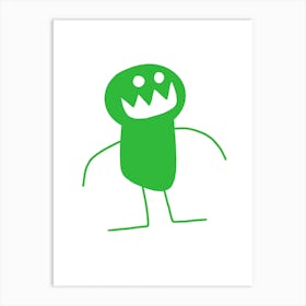 Kids Art Green Mascot Monster Art Print