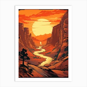 Zion Narrows Usa 1 Vintage Travel Illustration Art Print