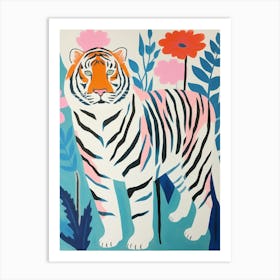 Colourful Kids Animal Art Siberian Tiger 5 Art Print