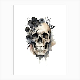 Skull With Flowers Art Print