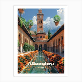 Alhambra Spain Islamic Digital Travel Art Art Print