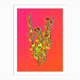 Neon Yellow Jasmine Flowers Botanical in Hot Pink and Electric Blue n.0591 Art Print