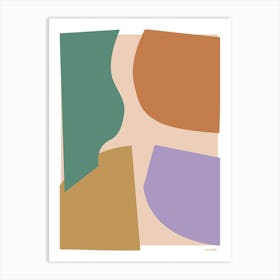 Collage Green Brown Lilac Graphic Abstract Art Print