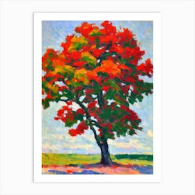 Southern Red Oak tree Abstract Block Colour Art Print