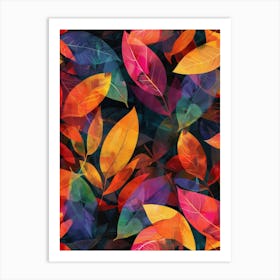 Autumn Leaves Seamless Pattern 7 Art Print