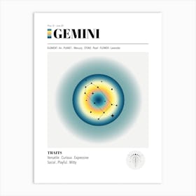 Gemini, Astrology, Zodiac Aura, Gradient Poster Art Print