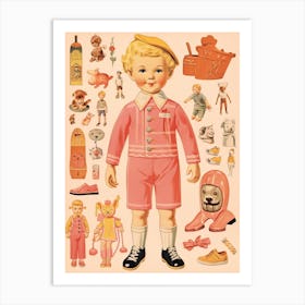 Vintage Paper Doll Boy Kitsch 7 Art Print