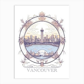 Vancouver, Canada, Tarot Card Travel  Line Art 4 Art Print