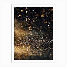 Gold Sparkles On Black Background 1 Art Print