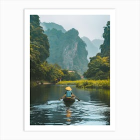 Woman In A Boat On A River Art Print