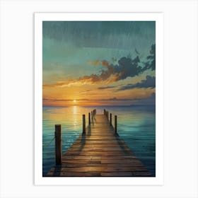 Sunset Pier Art Print