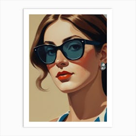 Portrait Of A Woman In Sunglasses Art Print