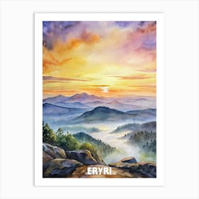 Eryri National Park Watercolor Painting Art Print