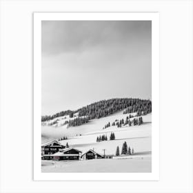 Riksgränsen Black And White Skiing Poster Art Print
