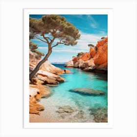 Cala Estreta Beach Costa Brava Spain Mediterranean Style Illustration 2 Art Print