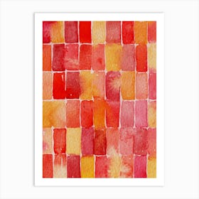 Red Watercolor Geometric Abstract Art Print