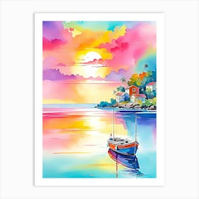 Sunset Boat 1 Art Print