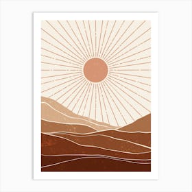 Landscape Sun Earth Tones Dunes Art Print