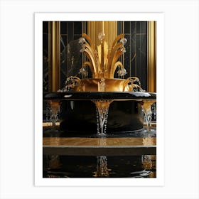 Gold And Black Fountain Art Print