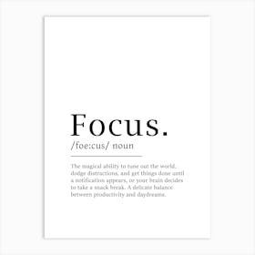 Focus Definition Poster - Dictionary Art Print