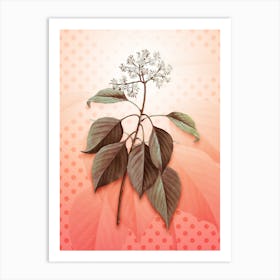 Pagoda Dogwood Vintage Botanical in Peach Fuzz Polka Dot Pattern n.0186 Art Print