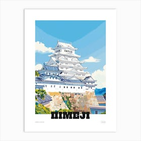 Himeji Castle Japan 3 Colourful Illustration Poster Art Print