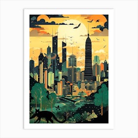 Kuala Lumpur, Malaysia Skyline With A Cat 3 Art Print