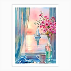 Sunset By The Window Art Print