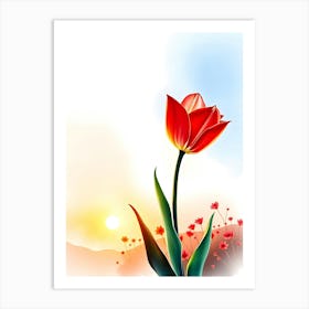 Red Tulip Flower Vector Art Print