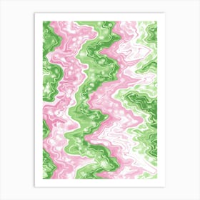 Pink And Green Swirls 2 Art Print