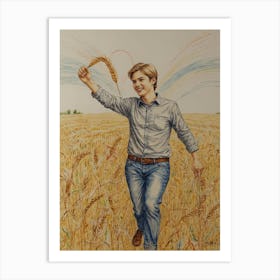 Rainbows In The Wheat Field Art Print