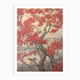 Sweet Cherry 1 Vintage Autumn Tree Print  Art Print