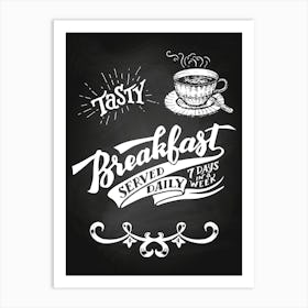Breakfast Served Daily — Coffee poster, kitchen print, lettering Art Print