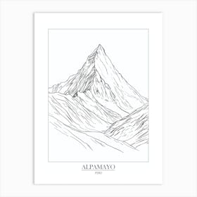 Alpamayo Peru Line Drawing 8 Poster Art Print