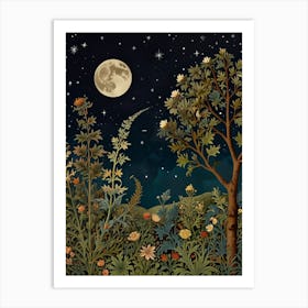 Landscape Moon In Forest Style William Morris 9 Art Print