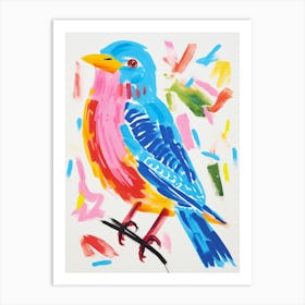 Colourful Bird Painting Bluebird 1 Art Print