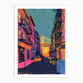 Astoria New York Colourful Silkscreen Illustration 3 Art Print