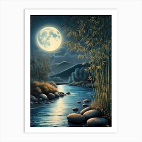 Moonlight Over The River Art Print