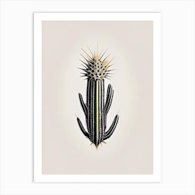 Crown Of Thorns Cactus Retro Minimal 2 Art Print