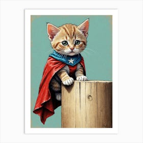 Superhero Kitten Art Print