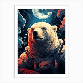 Polar Bear In Space Art Print