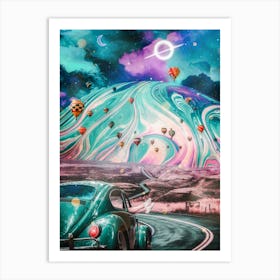 Retro Soap Bubble Road Psychedelic Art Print