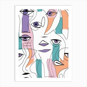 Colourful Abstract Face Illustration 5 Art Print