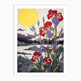 Ayame Japanese Iris 2 Vintage Botanical Woodblock Art Print