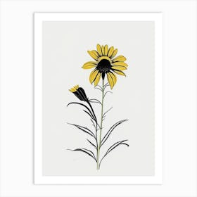 Rudbeckia Floral Minimal Line Drawing 2 Flower Art Print