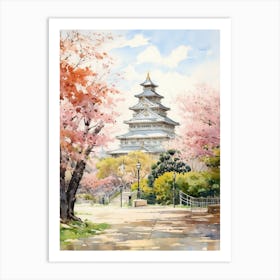 Osaka Castle Park Japan Watercolour Painting  Art Print