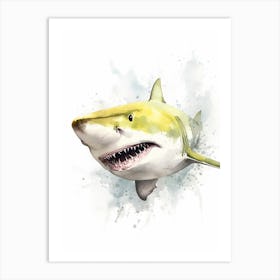 Cartoon Watercolour Lemon Shark Kids Nursery 2 Art Print